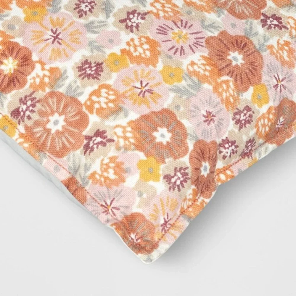 Target Room Essentials‎ Printed Cotton Embroidery Lumbar Throw Pillow Red 2024